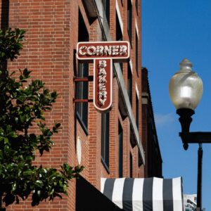 Image of Corner Bakery sign on building